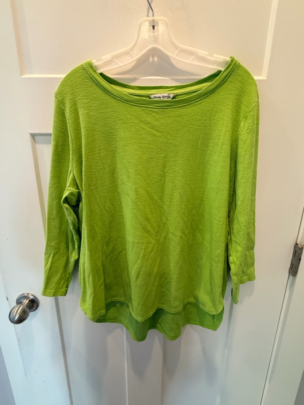 Tommy Bahama Women XL Lime Green Long Sleeve Top Cotton Relaxed Fit